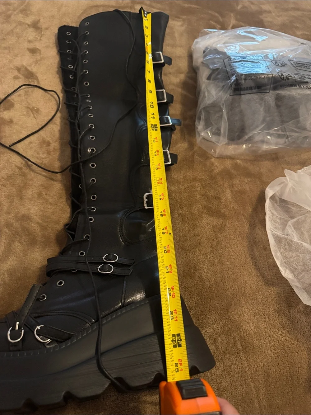 Black Over-the-Knee Platform Lace-Up Boots